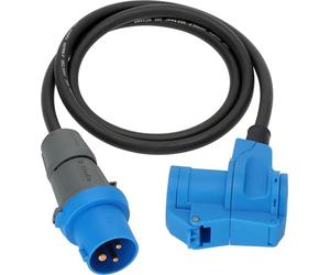 Brennenstuhl Câble réducteur CEE de Camping avec fiche CEE et coupleur coudé avec Prise combinée de Contact de sécurité Incluse (câble de 1,5 m en Noir, 230 V/16 A, pour Une Utilisation en extérieur