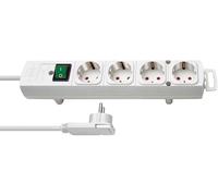 Brennenstuhl Multiprise 4 voies Comfort-Line Plus (avec prise plate, interrupteur, prises extra larges), 250 V, blanche, câble de 2 m