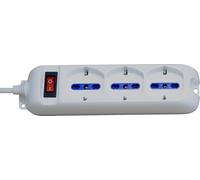 BRENNENSTUHL Eco-Line 1155529 - Multiprise électrique économique avec Interrupteur et 3 Prises universelles (IT10/16A - DE 16A) pour Bureau pour la Maison ou Le Bureau - Câble de 1,4 m, Blanc