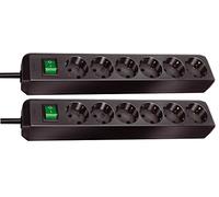 Brennenstuhl Eco-Line Lot de 2 multiprises 6 prises Noir