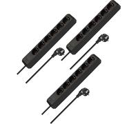 Brennenstuhl Eco-Line Lot de 3 multiprises 6 Prises avec Protection de Contact Accrue et câble de 1,5 m Noir