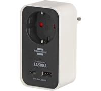 Brennenstuhl Ecolor Adaptateur Multiprise avec Parafoudre et USB | Parasurtenseur 13.500A, USB C PD 20W et USB A 18W, multiprise comme protection contre la foudre pour appareils électriques