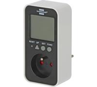 Brennenstuhl Ecolor compteur d'énergie E M-2 (prise compteur d'énergie avec fonction horloge et compteur, compteur de coûts d'énergie avec 2 tarifs d'électricité réglables individuellement)