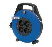 Brennenstuhl Enrouleur de câble domestique Confort-Line 10m, Fabrication Française 1102731 Noir/Bleu