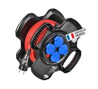 Brennenstuhl Enrouleur de câble électrique compact X-GUM 4 prises électriques avec (10m H07RN-F 3G2,5, fabriqué en France)