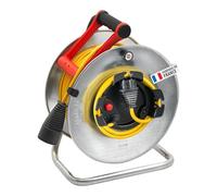 Brennenstuhl Enrouleur de câble Silver Jardi avec rallonge supplémentaire (50m de câble H05VV-F 3G1,5, utilisation temporaire en extérieur, fabriqué en France) 1207451 Gris