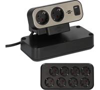 brennenstuhl®estilo Duplex Multiprise, 1x USB C, 1x USB A, 10x prises de courant avec contact de protection, argent/noir