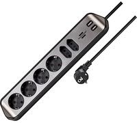 Brennenstuhl Multiprise Estilo 6 prises 2 ports USB acier inoxydable noir