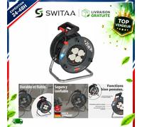 Brennenstuhl Garant V2 Enrouleur de câble 25 m 4 prises intérieur noir
