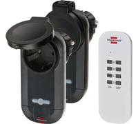 Brennenstuhl Kit de prises télécommandées RC CE1 0201 Brennenstuhl, kit de 2 prises télécommandées (avec émetteur portatif, protection IP44 et sécurité enfants) Couleur : noir - 1507030