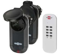 Brennenstuhl Kit de prises télécommandées RC CE1 0201 Brennenstuhl, kit de 2 prises télécommandées (avec émetteur portatif, protection IP44 et sécurité enfants) Couleur : noir - 1507030