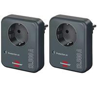 Brennenstuhl Lot de 2 adaptateurs de prises avec parasurtenseur 13500 A - Adaptateur de protection contre la foudre pour appareils électriques - Anthracite