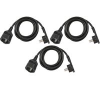 Brennenstuhl Lot de 3 rallonges en Plastique de qualité supérieure avec fiche Plate (rallonge Plate pour l'intérieur avec câble de 2 m) - Noir