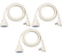 Brennenstuhl Lot de 3 rallonges en Plastique de qualité supérieure avec fiche Plate (rallonge Plate pour l'intérieur avec câble de 2 m) - Blanc