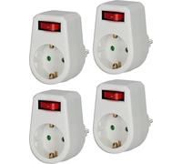 Brennenstuhl Lot de 4 adaptateurs de prise/prise de terre avec interrupteur (prise intermédiaire avec protection de contact accrue) Blanc