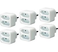 Brennenstuhl Lot de 6 adaptateurs de Prise (Adaptateur Euro 2 Prises avec Protection de Contact Accrue) Blanc