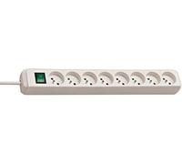 Brennenstuhl Multiprise Eco-Line 8 Prises avec Interrupteur (Bloc multiprises orientées à 45 degrés, Interrupteur à Voyant Lumineux, Crochet de Suspension Amovible, 3m de câble H05VV-F 3G1,5) Blanche