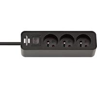 Brennenstuhl Multiprise ECOLOR – 3 prises, noire – câble 1,5 m