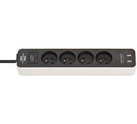 Brennenstuhl Multiprise ECOLOR Blanche, 4 prises + 2 prises USB, avec 1,5m de câble