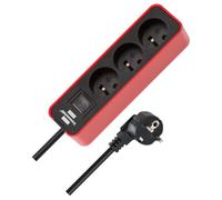 Brennenstuhl Multiprise ECOLOR Rouge, 3 Prises, avec 1,5m de câble