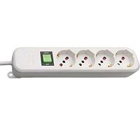 BRENNENSTUHL - Multiprise électrique Eco-Line 1150749124 - Multiprise avec interrupteur et 4 prises universelles (IT10/16A - DE 16A) pour bureau pour la maison ou le bureau - Câble de 1,4 m, blanc