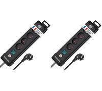 Brennenstuhl Multiprise Premium-Plus Noire, 4 Prises, avec 1,8m de câble, Fabrication Française (Lot de 2)
