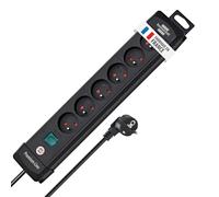 Brennenstuhl Multiprise Premium-Plus Noire, 6 Prises, avec 3m de câble, Fabrication Française