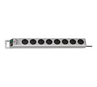 Brennenstuhl Multiprise Super-Solid, 8 prises, Protection enfants, Interrupteur lumineux, Argent
