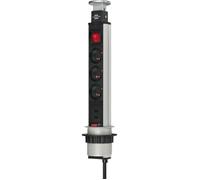 Brennenstuhl Multiprise escamotable Tower Power Bloc 3 prises +2 USB, interrupteur, 2 m, anthracite