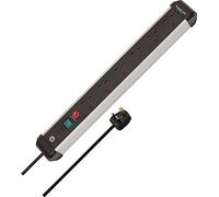 Brennenstuhl Premium-Alu-Line Rallonge multiprise à 6 Prises avec Bouton fusible de sécurité Câble de 3 m Fabriqué en Allemagne Noir/argenté