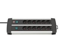 Brennenstuhl Premium-Alu-Line Technique 12 prises Duo noir 3m H05VV-F 3G1,5 prises commutables par six