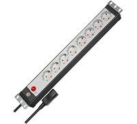 Brennenstuhl Premium-Line Bloc multiprise, à 8 Prises, pour armoires électriques, avec fiche pour Appareil à Froid, 3 m de câble H05VV-F 3G1,0, fabriqué en Allemagne, Noir/Gris Clair