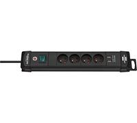 Brennenstuhl Multiprise Premium-Line 4 prises 2 USB 3,1 A câble 1,8 m Noir