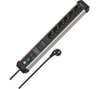 Brennenstuhl Premium-Protect-Line Multiprise 6 Prises avec parasurtenseur 60 000 A (multiprise avec Interrupteur et câble de 5 m, fabriquée en Allemagne) Argenté/Noir