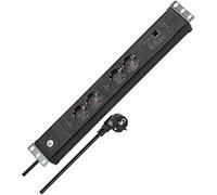 Brennenstuhl Premium-Web-Line V3, Internet-Steckdosenleiste 4-fach mit Master Slave und LAN-Anschluss (câble de 3 m - en 48,3 cm, fabriqué en Allemagne) Noir