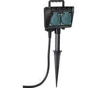 Brennenstuhl Prise de jardin avec piquet de terre IP44 double 1,4m H07RN-F 3G1,5, 1154430