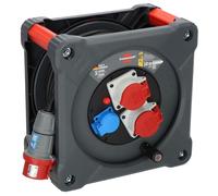 Brennenstuhl Professional Enrouleur de câble de Chantier KD 3200 C7 avec Prise CEE, 2 fiches CEE et 1 Prise Murale de Protection (câble de 30 m en Noir, Utilisation extérieure permanente, fabriqué en