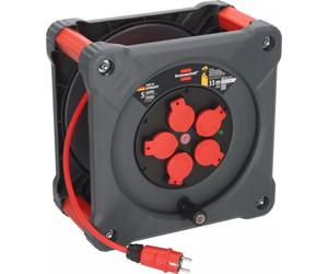 Brennenstuhl Professional KA 3210 Cube De Chantier 5 Prises Enrouleur De Câble H07BQ-F 3G2.5 - IP44 - 33m - Rouge
