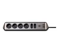 Brennenstuhl Prolongateur multiprise avec fonction de charge USB 6 voies 4x contact de la terre & 2x Euro argent/noir - 1153590610