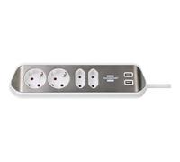 Brennenstuhl Prolongateur multiprise avec fonction de charge USB 6 voies 4x Prises de contact de protection & 2x Euro argent/blanc - 1153590620