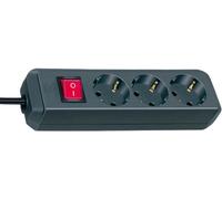 Brennenstuhl Prolongateur multiprise Eco-Line avec interrupteur, câble 1,5 mm² Ø , 3 prises Argent-gris