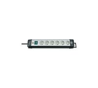Brennenstuhl Premium-Line, Steckdosenleiste 6-fach (Steckerleiste mit Schalter und 3m Kabel - 45° Anordnung der Steckdosen, Made in Germany) schwarz/grau