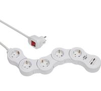Brennenstuhl Prolongateur multiprise Vario Power avec prises-chargeur USB prises 5, blanc, 1,4m H05VV-F 3G1,5 - 1155350210