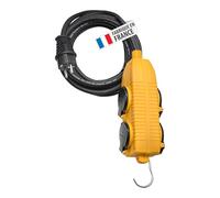 Brennenstuhl Rallonge 5m de câble avec Bloc 4 Prises à clapet (IP44), Fabrication Française 1151711 Jaune
