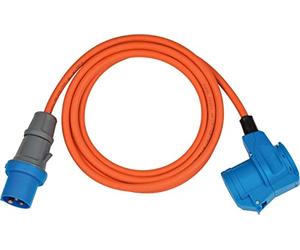 Brennenstuhl Rallonge CEE de Camping avec fiche CEE et raccord coudé avec Prise combinée de Contact de Protection (câble de 3 m, Orange, 230 V/16 A, Utilisation en extérieur, fabriqué en Allemagne)