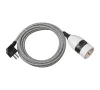 Brennenstuhl Rallonge de 5 m pour l'intérieur (câble Textile de 5 m, pour l'intérieur, câble d'extension avec Interrupteur Rotatif allumé Marche/arrêt) Noir/Blanc