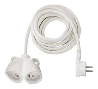 BRENNENSTUHL Rallonge electrique 2m avec fiche plate et prise double -IP20. type de cable H05VV-F 3G1.5-. Blanc
