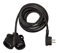 Brennenstuhl Rallonge 3m de câble avec fiche Plate et Prise Double (Utilisation en intérieur) 1161821213 Noir