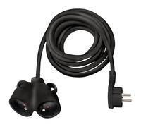 Brennenstuhl Rallonge électrique avec fiche Plate et Prise Double H05VV-F 3G1,5, Noir, 5 m