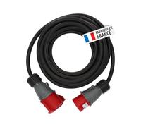 Brennenstuhl Rallonge électrique CEE 10m de câble (IP44, 32A/415V, 5 pôles, Fabrication Française) Noire 1167971 Rouge